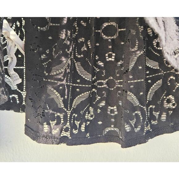 Zara Womens Crop Top Small Black Lace Crochet Bell Sleeve Off Shoulder Flowy - Picture 6 of 10